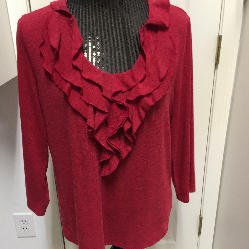 Rafaella Red Sweater Blouse SZ PL